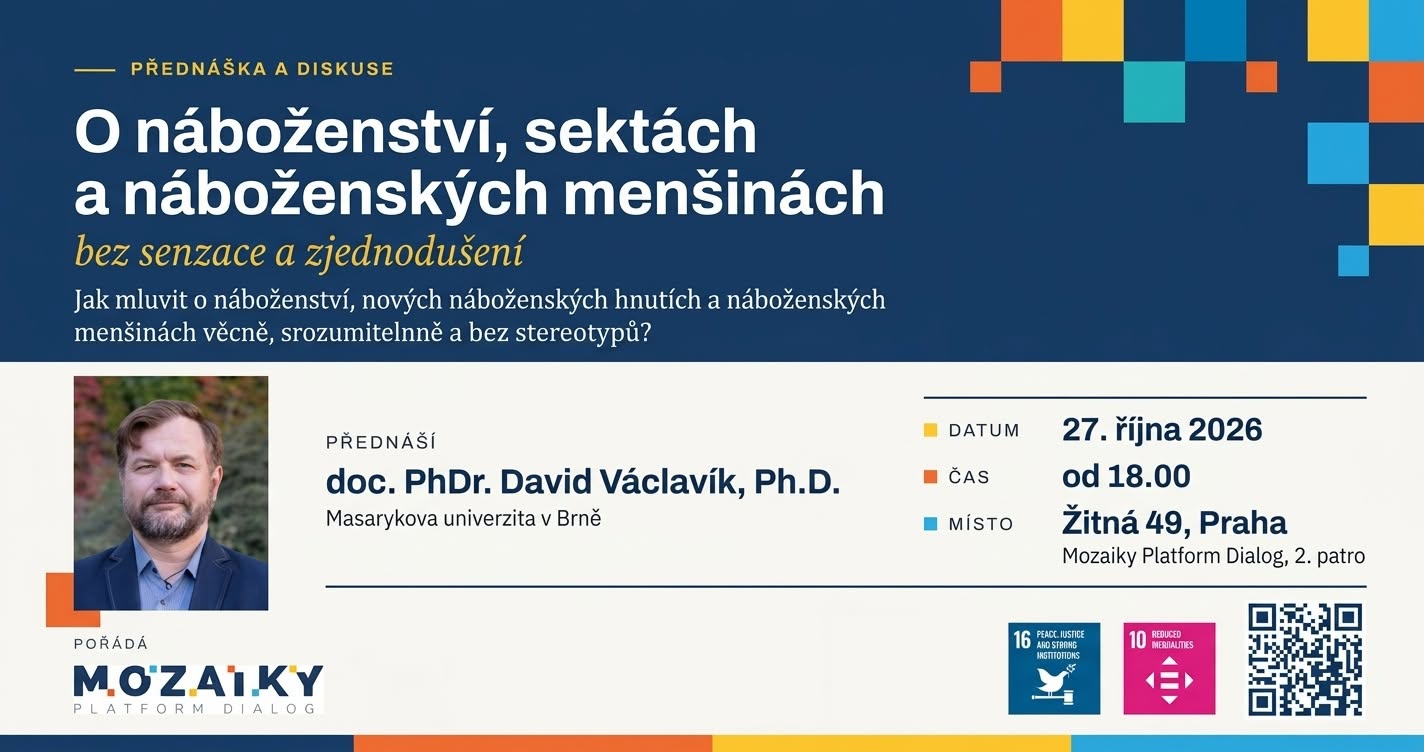 Pozvánka: David Václavík – O náboženství, sektách a náboženských menšinách bez senzace a zjednodušení